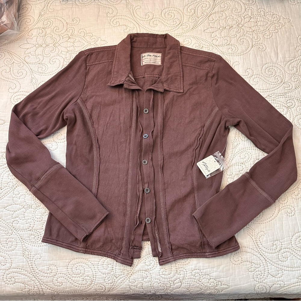 New FREE PEOPLE We The‎ Free Tiny Woven Top / Shaved Chocolate Combo - Picture 2 of 8